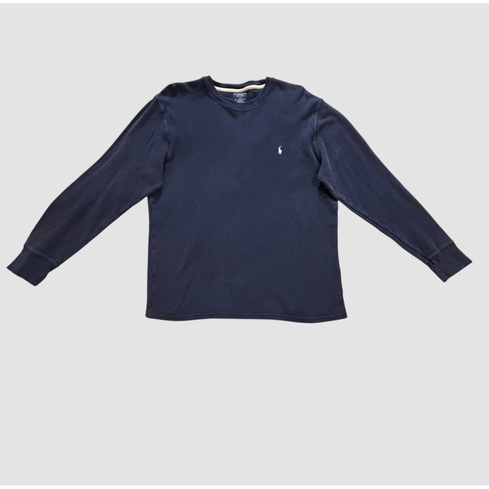 Polo Ralph Lauren Sleepwear Men's Large Waffle Knit Long Sleeve Shirt Navy Blue